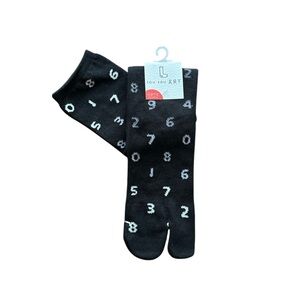 SOU SOU JAPAN Knee High Cotton Blend Black Numeric Pattern Unisex Tabi Socks